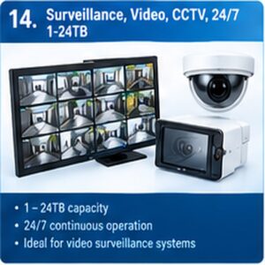 Surveillance, Video, CCTV, 24/7, 1-24TB